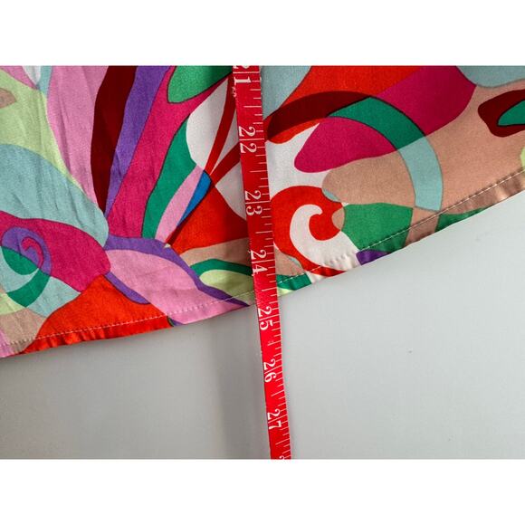 Karlie Blouse Small Multicolor Abstract Print Long Sleeve Ruffle Neck Boho Top - Picture 7 of 7